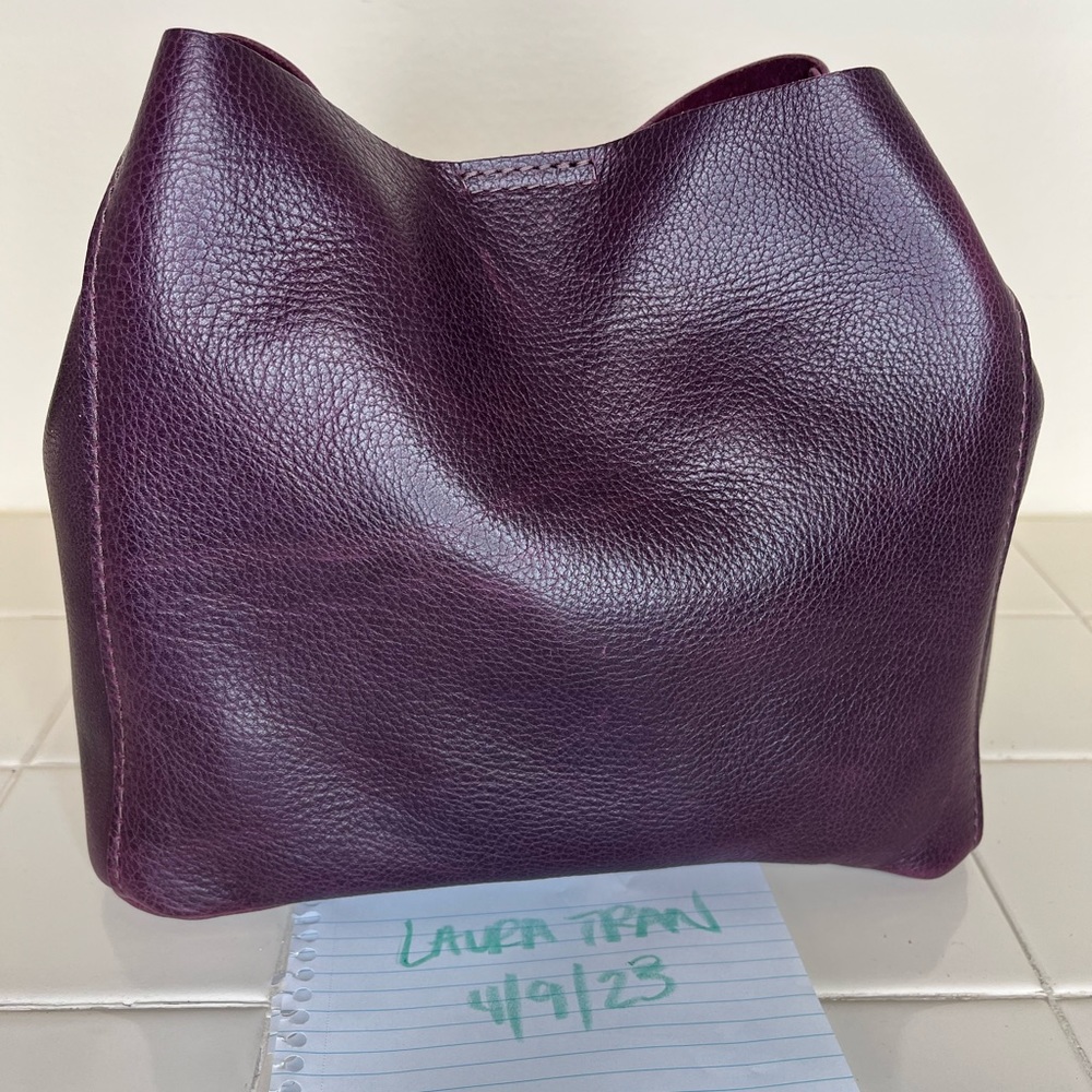 NEW Portland Leather Goods Plum Butterfly Bucket Bag